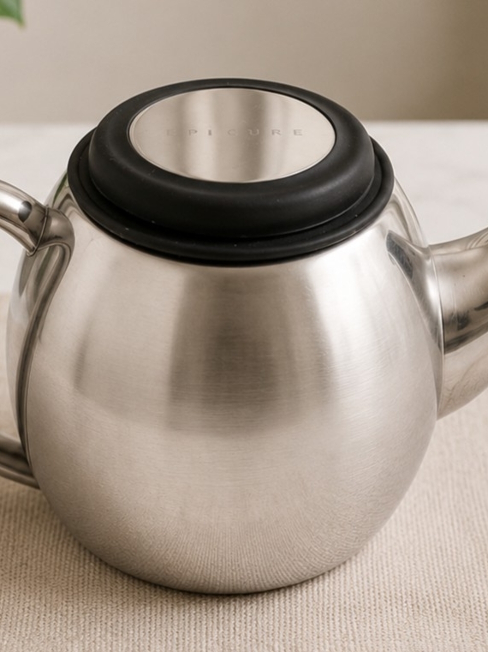 Stainless Steel Teapot By Epicure Selections with Loose Tea Leaf Strainer 4 Cup